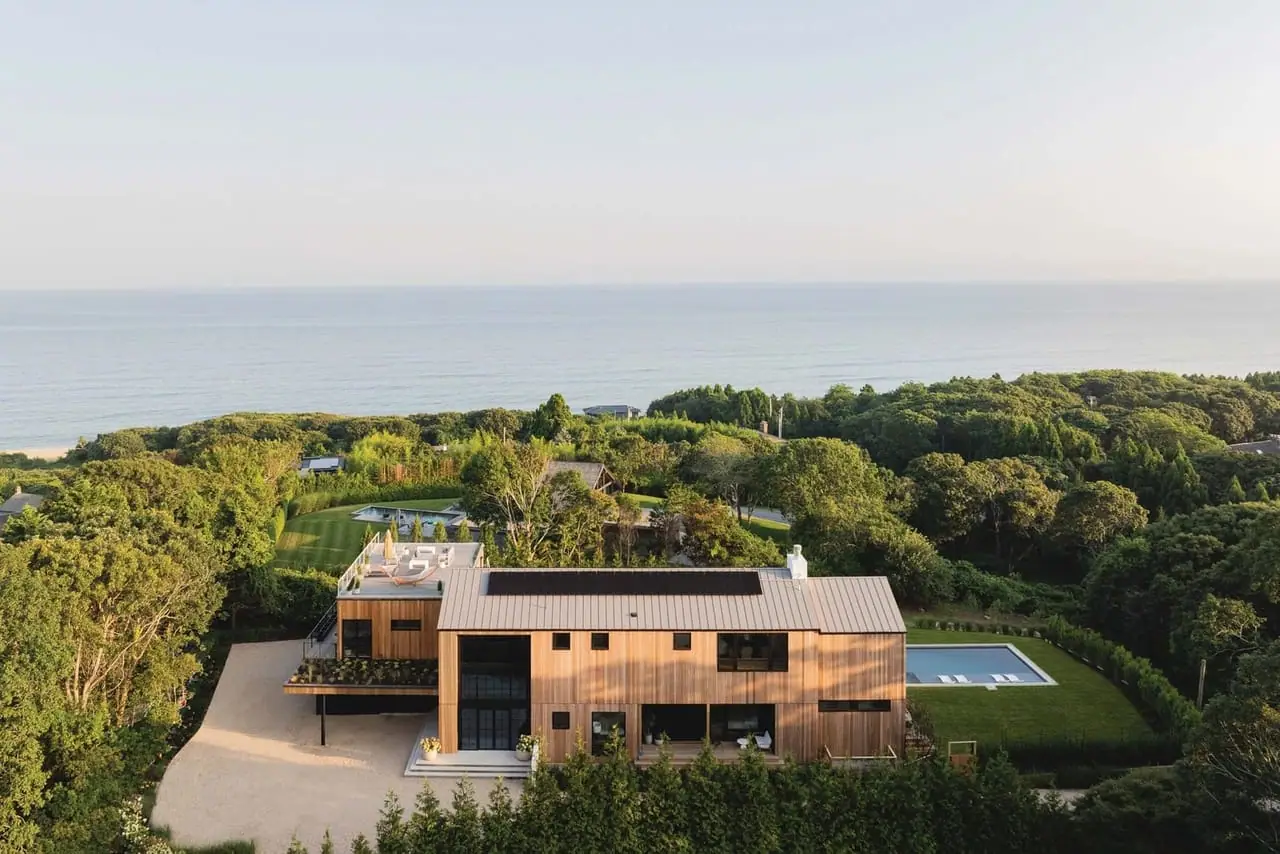 Fresh sod meeting the dune line at an oceanfront Montauk, NY property