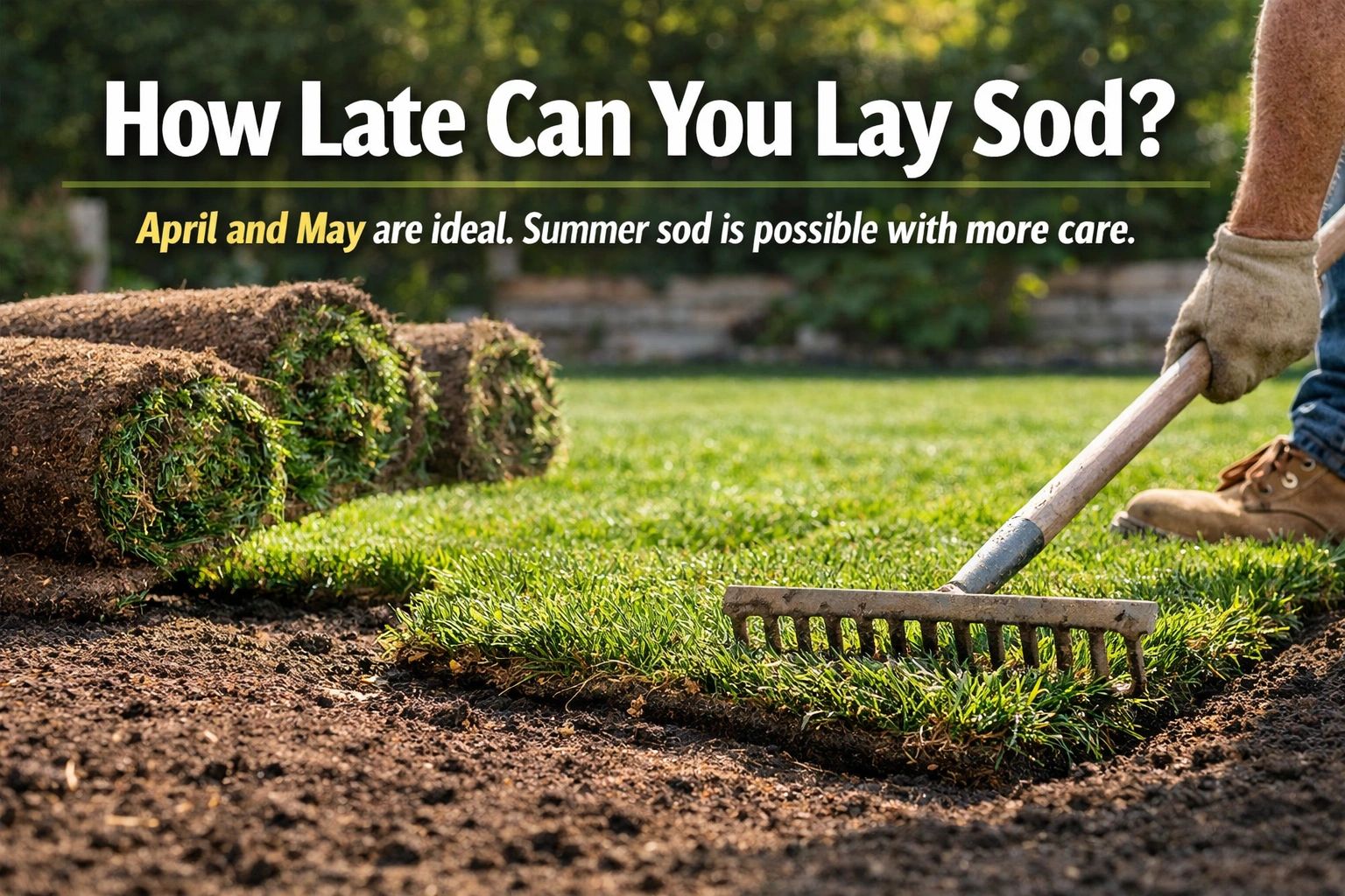 Fresh sod installation in late spring on a Northeast lawn