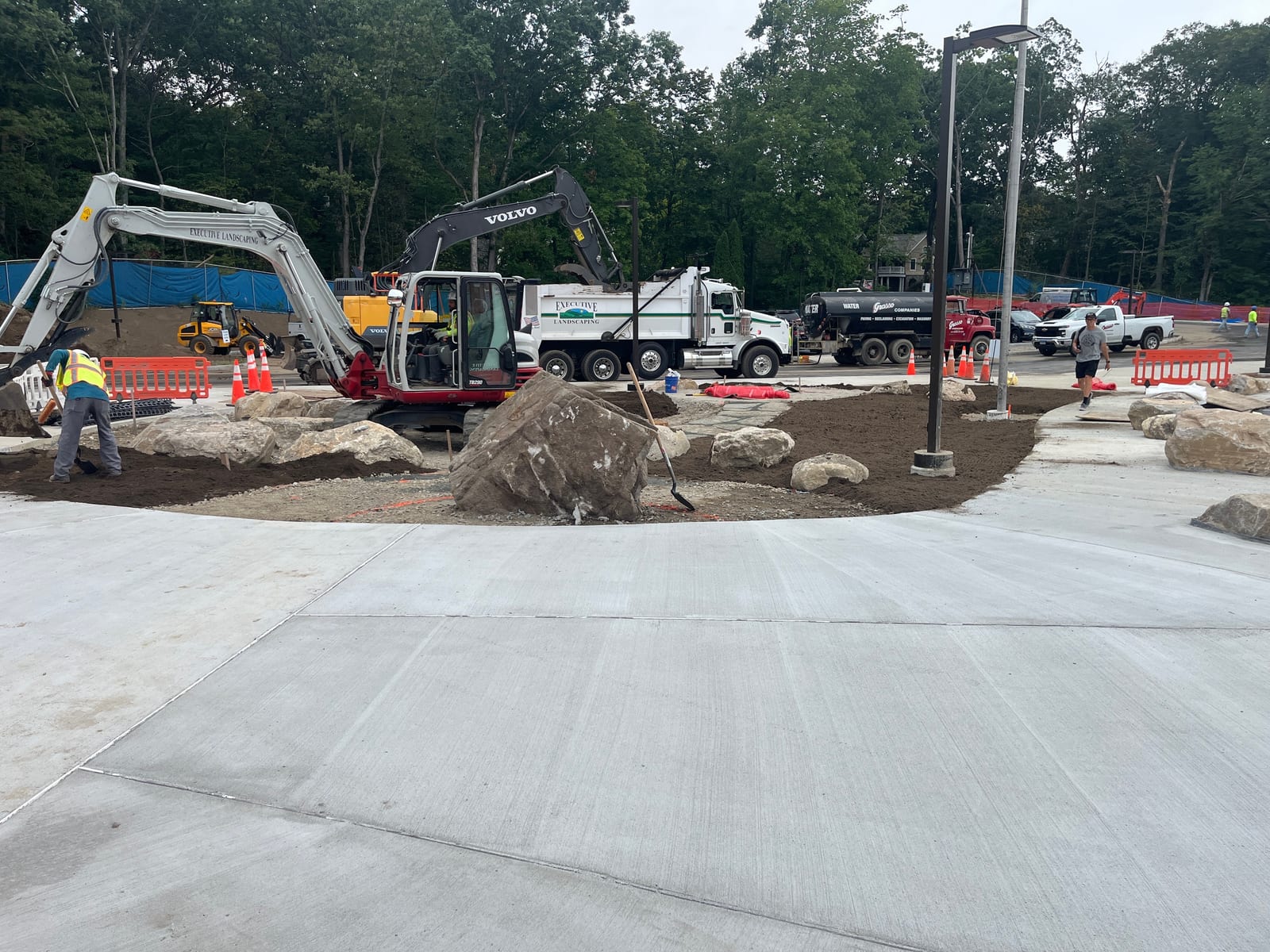 Active construction and developing lawn areas at Central Middle School before CT Sod mobilized
