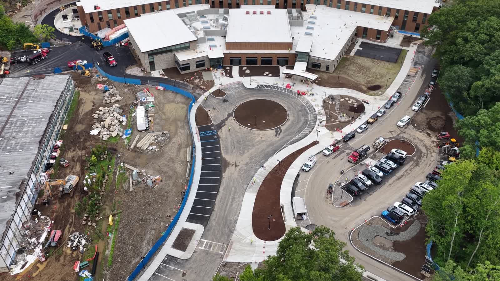 Friday morning drone walkthrough over Central Middle School before CT Sod's approximately 11,000-square-foot commercial installation. The final media above shows the completed sod scope later that day