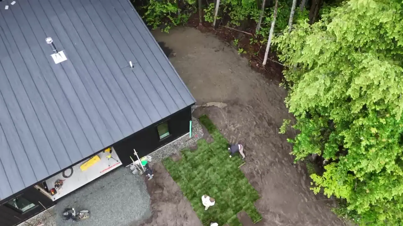 Drone over the muddy site at 8:30 a.m.
