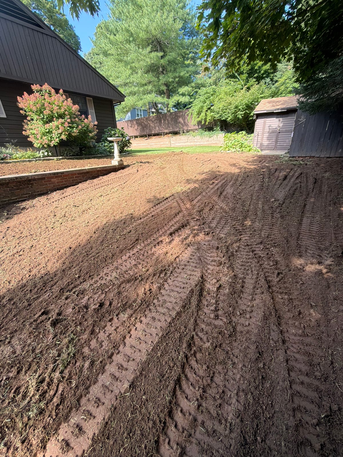 Fully tilled and graded Meriden, Connecticut lawn ready for 3,600 square feet of new sod