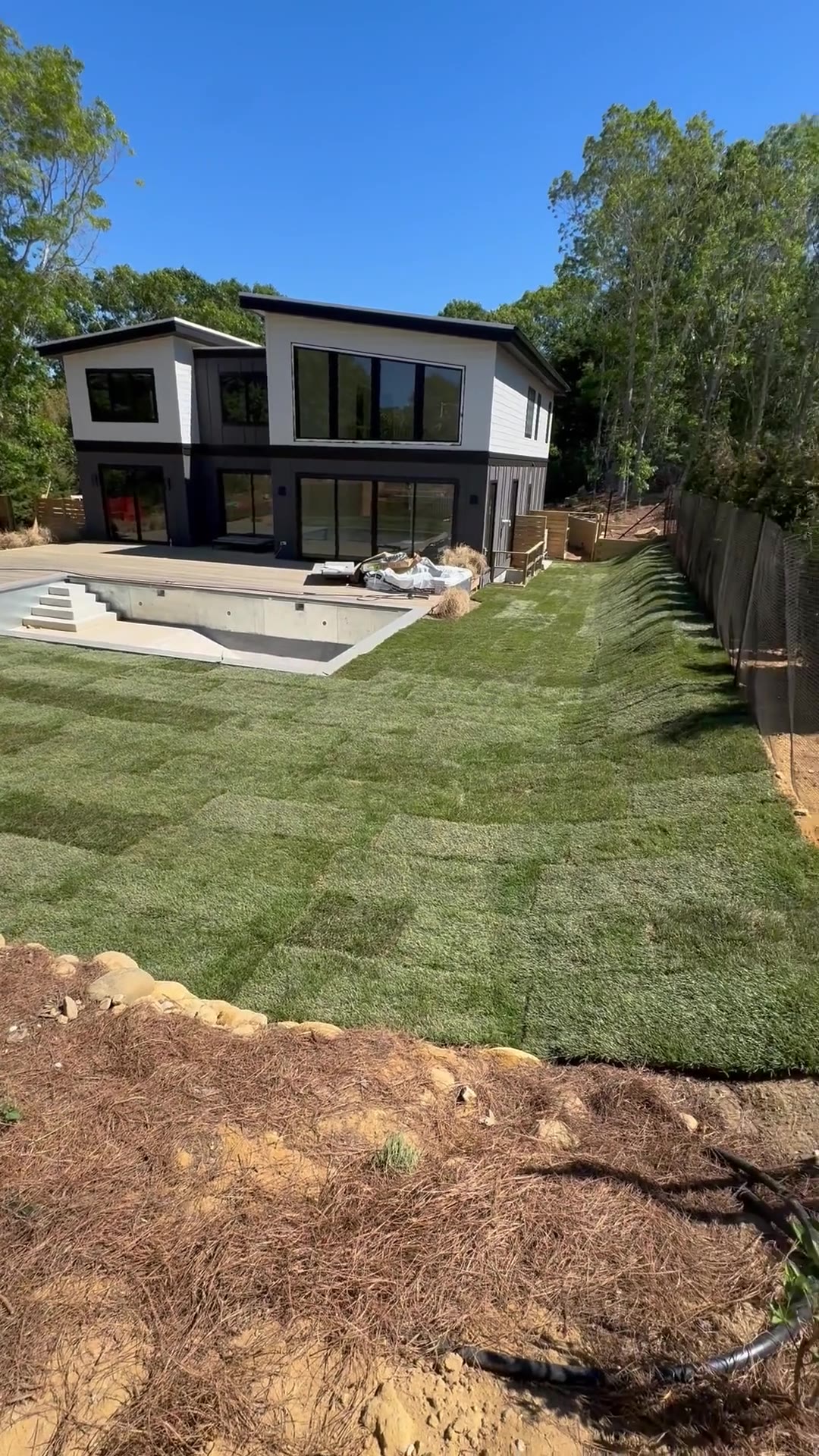 The finished 3,000 square foot lawn at the Montauk property