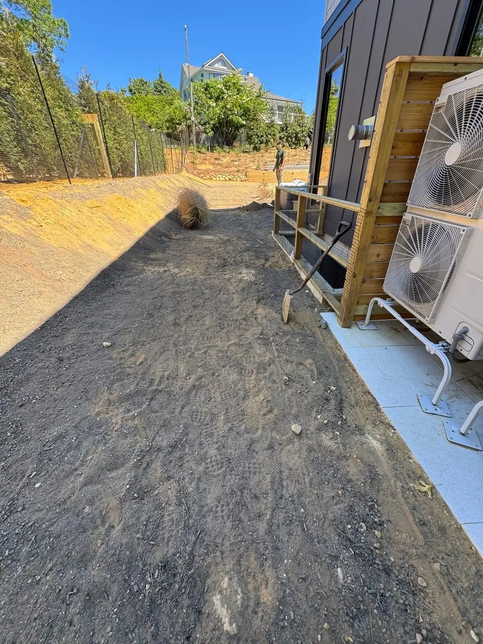 Graded and prepped soil ready for sod at a Montauk, NY property