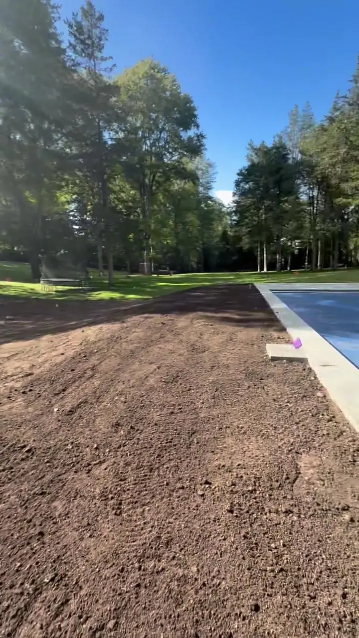 Walkthrough of the completed site prep at a 7,000 square foot New Canaan, Connecticut sod project